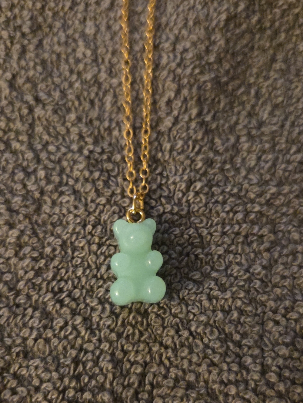 Mint Green Gummy Bear Pendant Necklace NIB 16inch